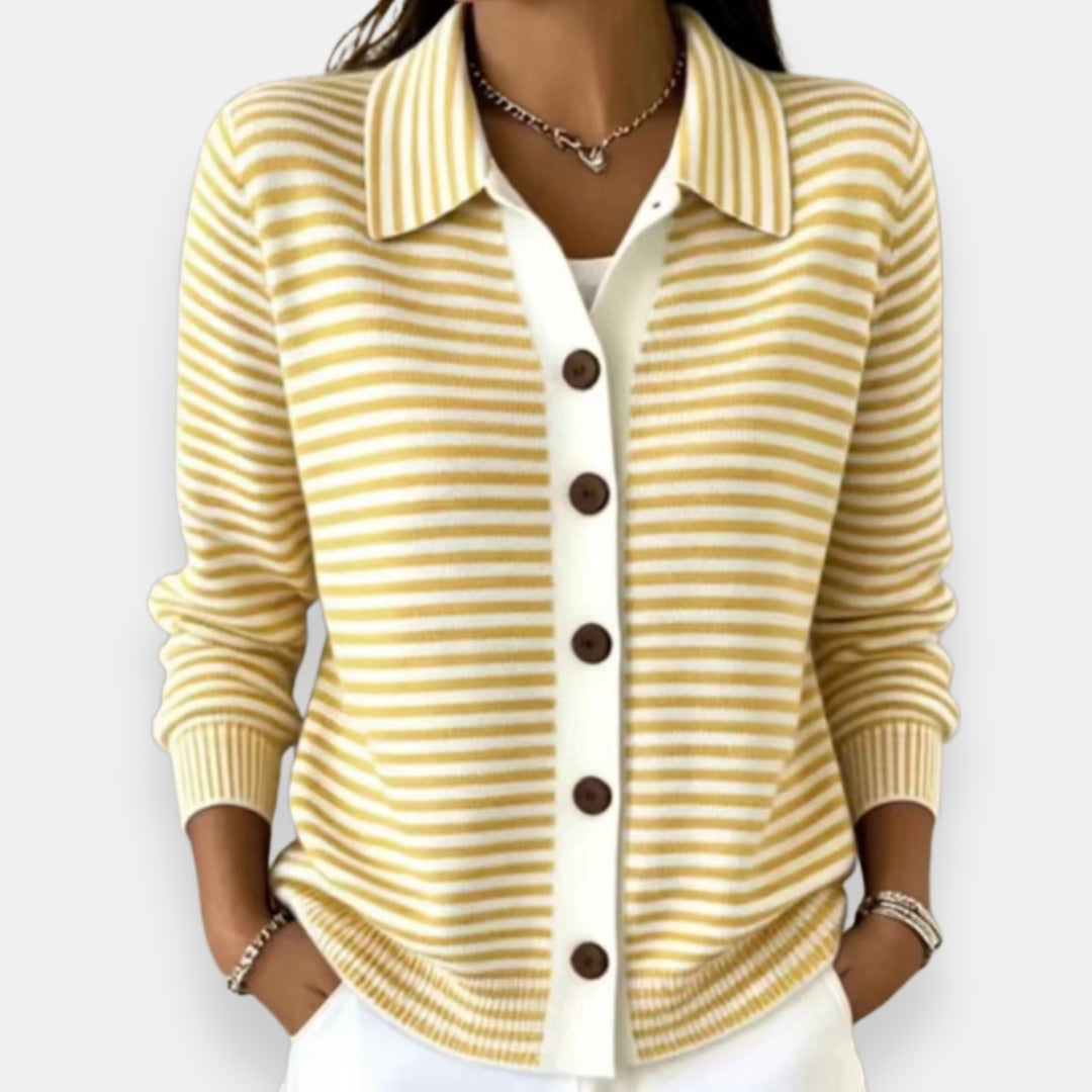 Valentine | Cardigan boutonné rayé