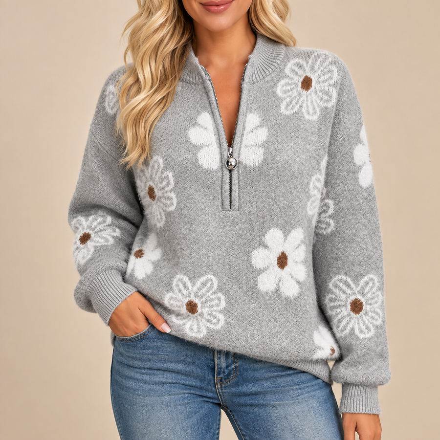 Monique™ – Cardigan fleuri doux intemporel élégant