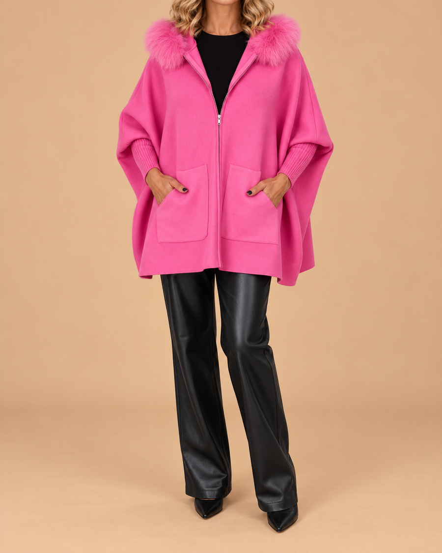 Isadora™ — Cape poncho rose élégance chaleureuse