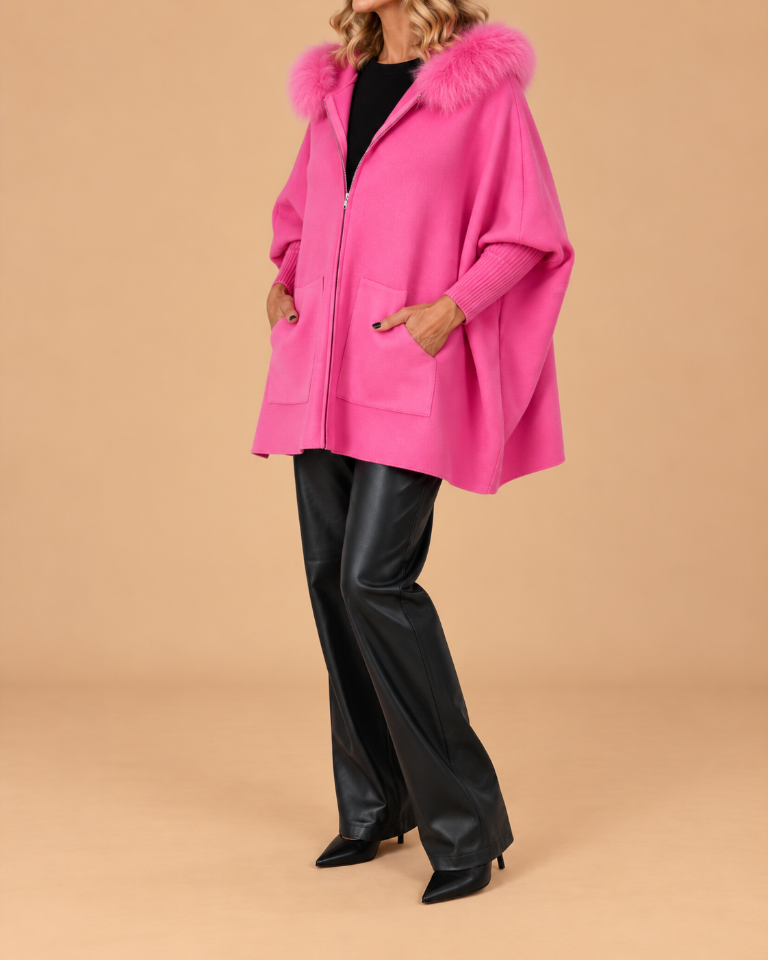Isadora™ — Cape poncho rose élégance chaleureuse