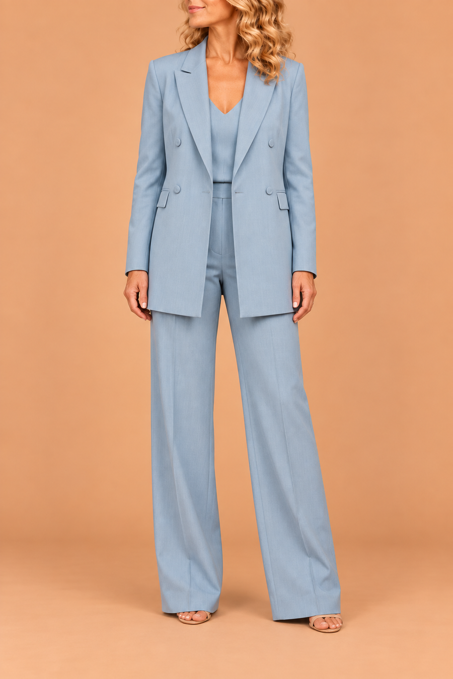 Élisabeth™ — Tailleur pantalon bleu glacier élégance structurée