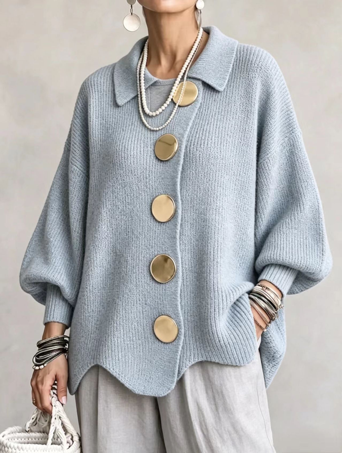 Isadora | Cardigan Oversize á Col