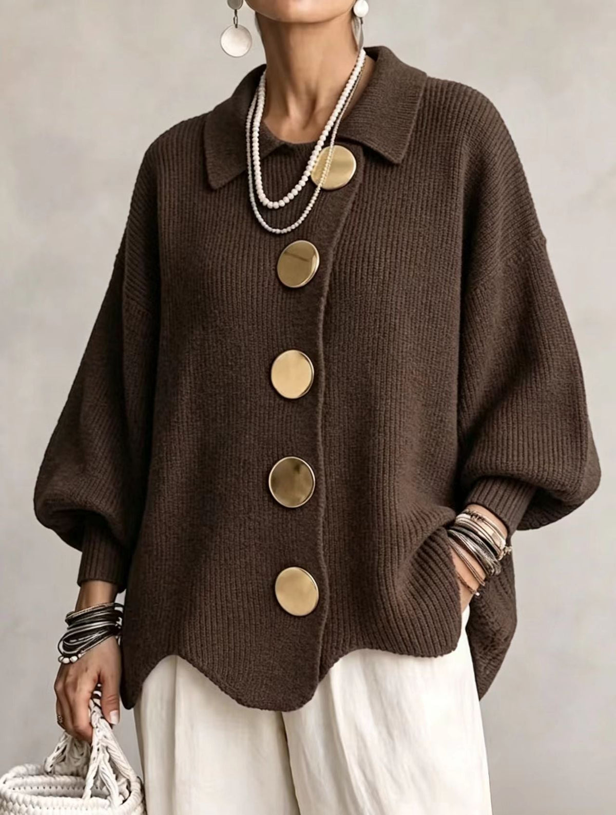 Isadora | Cardigan Oversize á Col