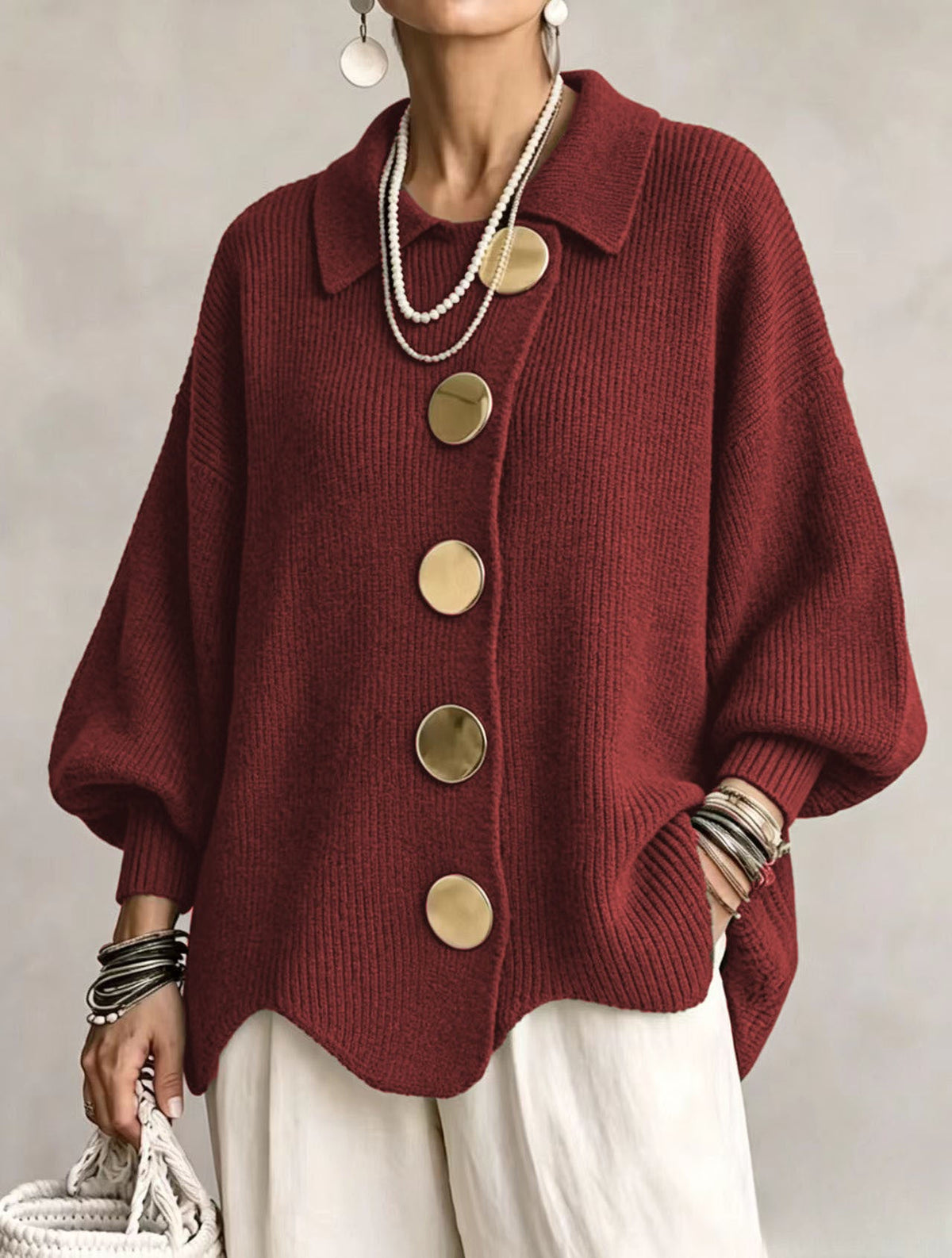 Isadora | Cardigan Oversize á Col