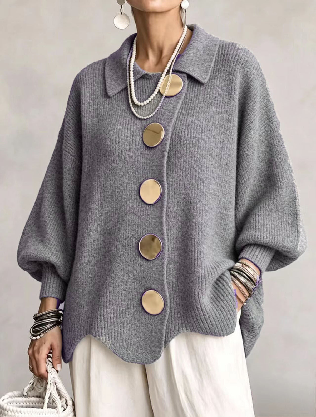 Isadora | Cardigan Oversize á Col