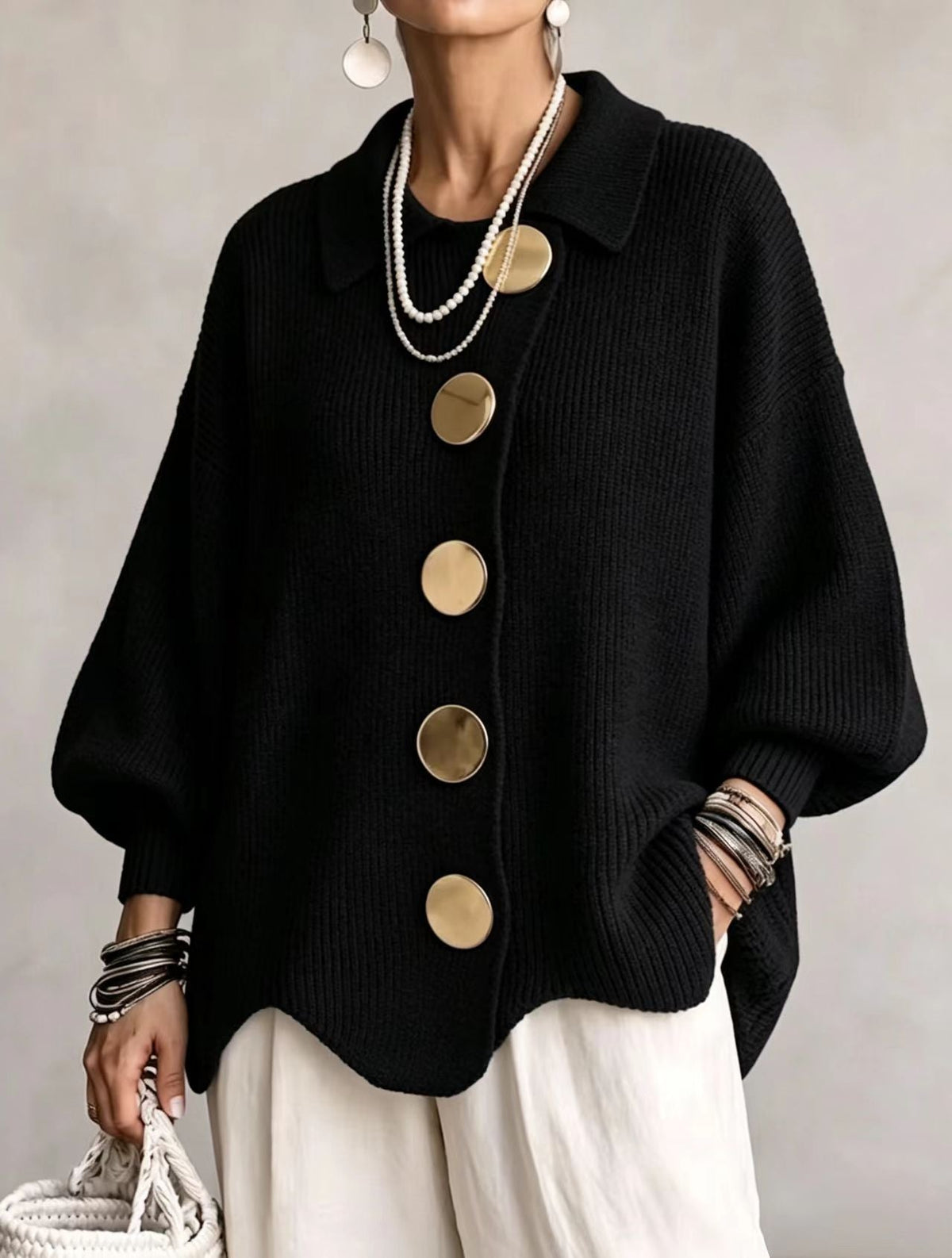 Isadora | Cardigan Oversize á Col