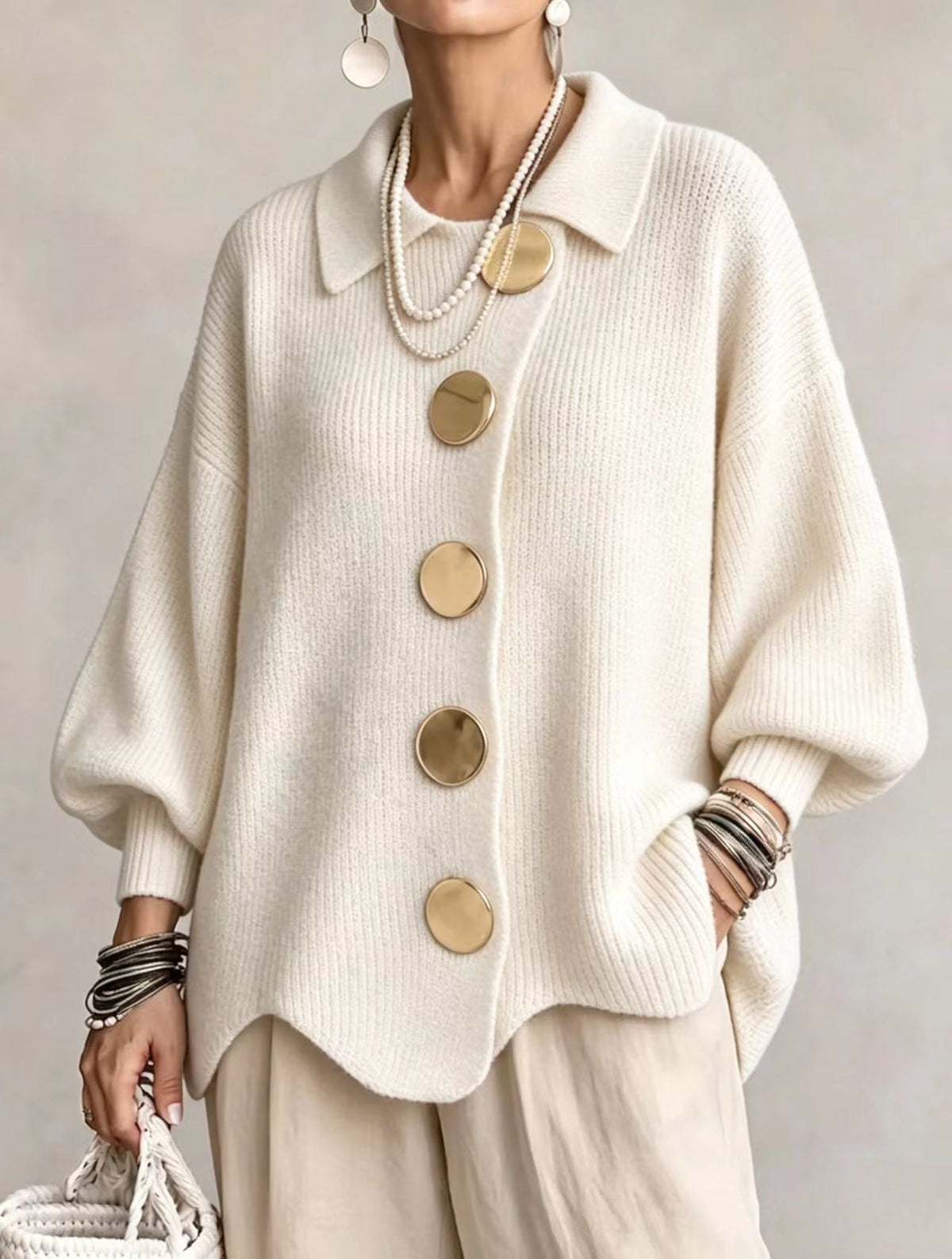 Isadora | Cardigan Oversize á Col