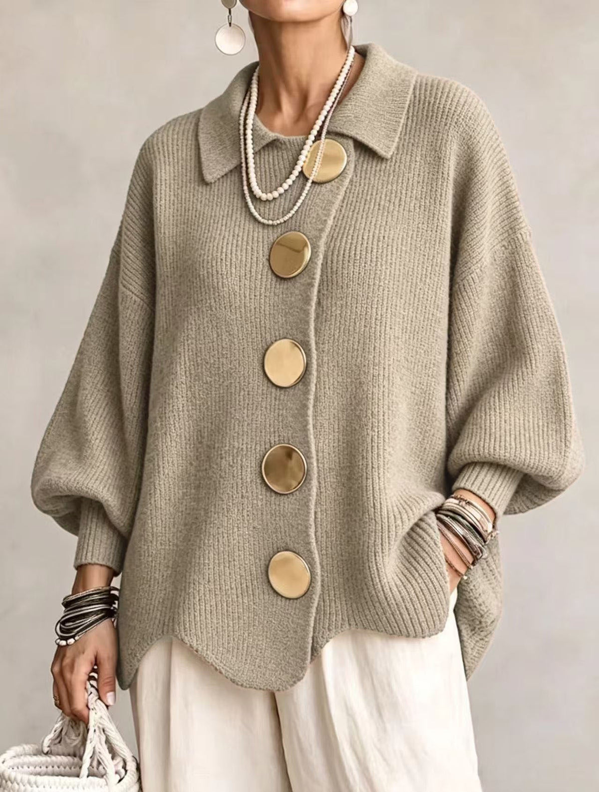 Isadora | Cardigan Oversize á Col