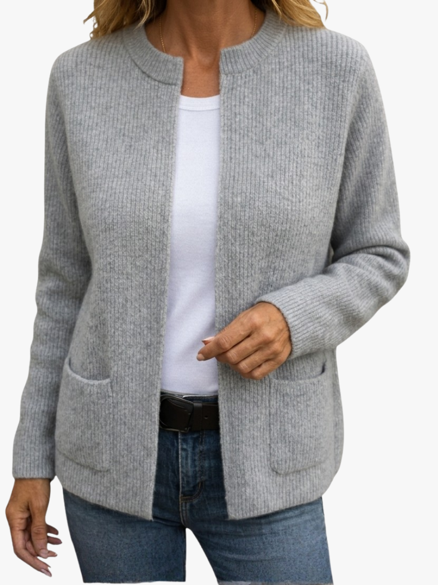 Astrid | Cardigan chaud en maille avec fermeture éclair et poches
