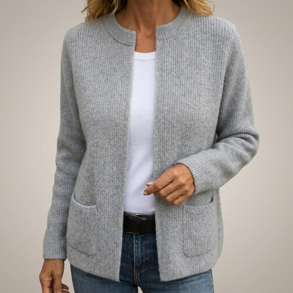 Astrid | Cardigan chaud en maille avec fermeture éclair et poches