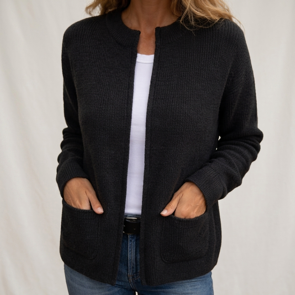 Astrid | Cardigan chaud en maille avec fermeture éclair et poches