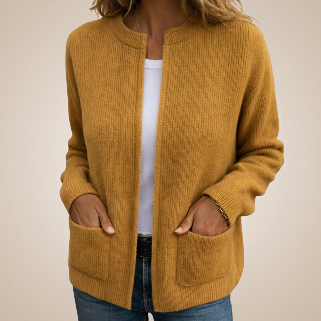 Astrid | Cardigan chaud en maille avec fermeture éclair et poches